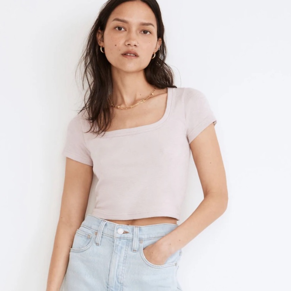 Madewell Westville Pale Lilac Crop Tee